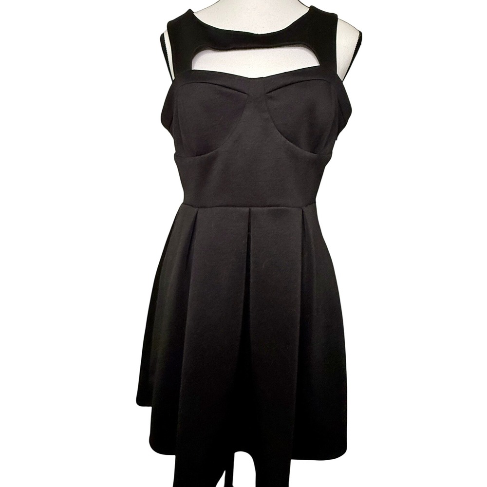 Black Sleeveless Cutout Fit and Flare Dress Y2K Whimsygoth Look Large